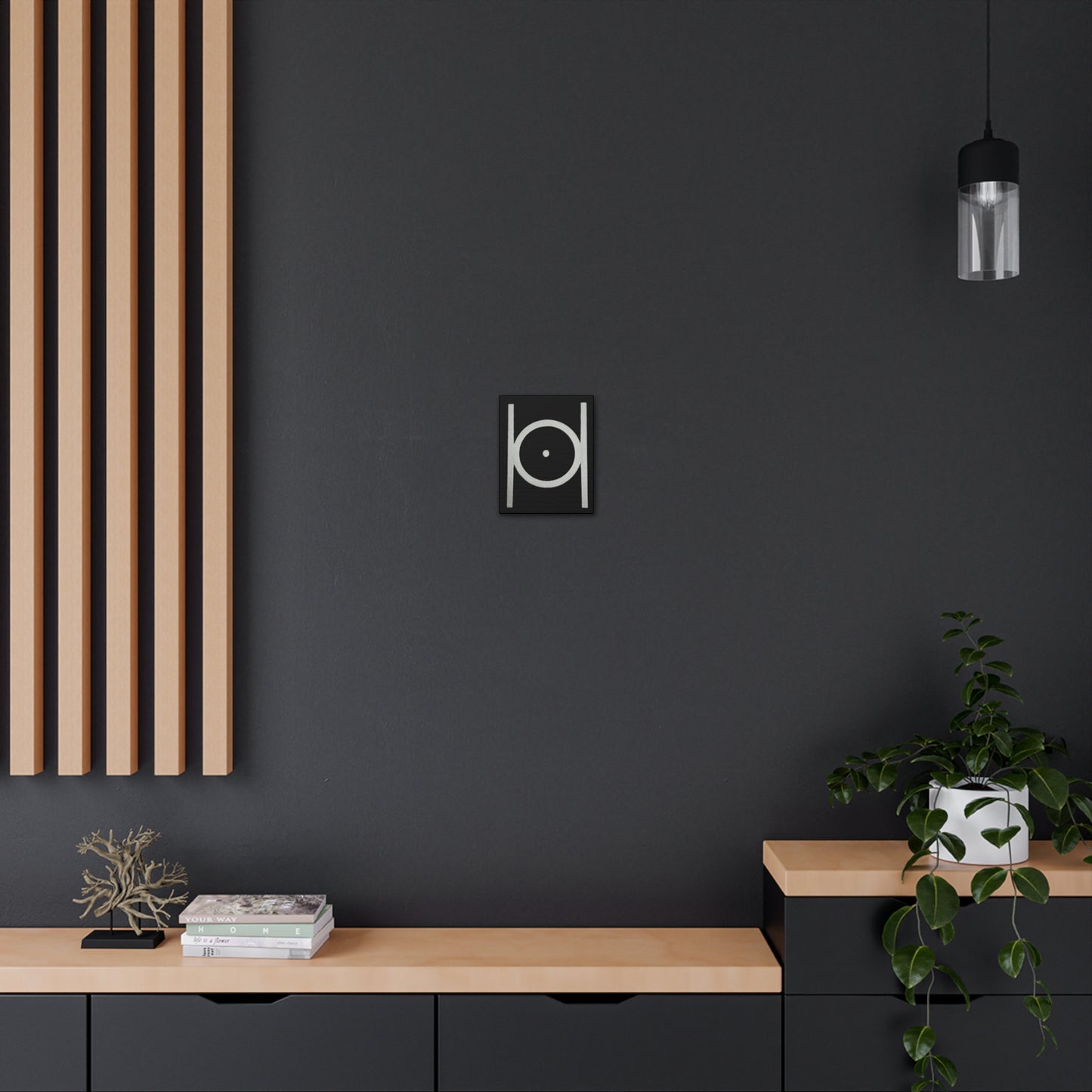 Point in Circle Black Canvas