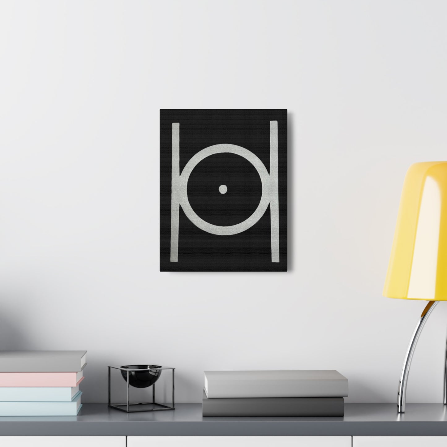 Point in Circle Black Canvas