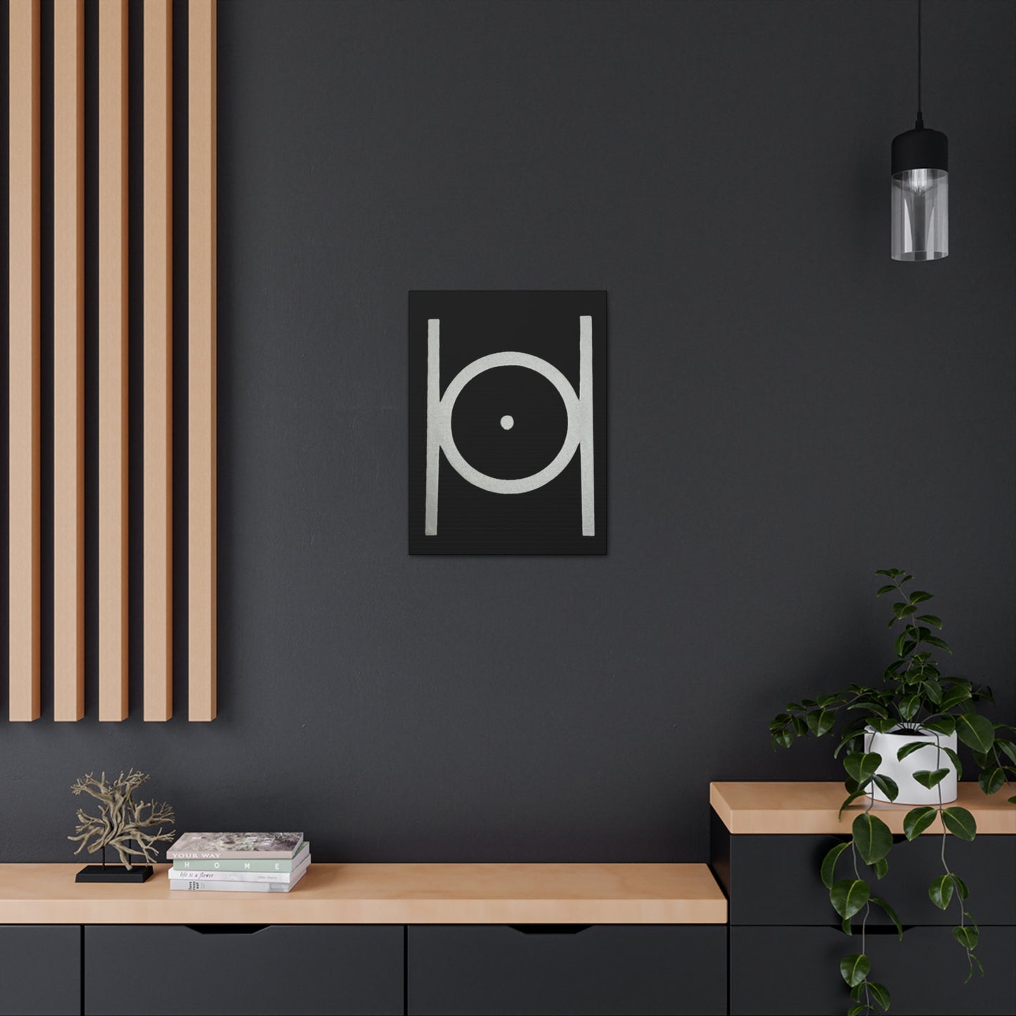 Point in Circle Black Canvas