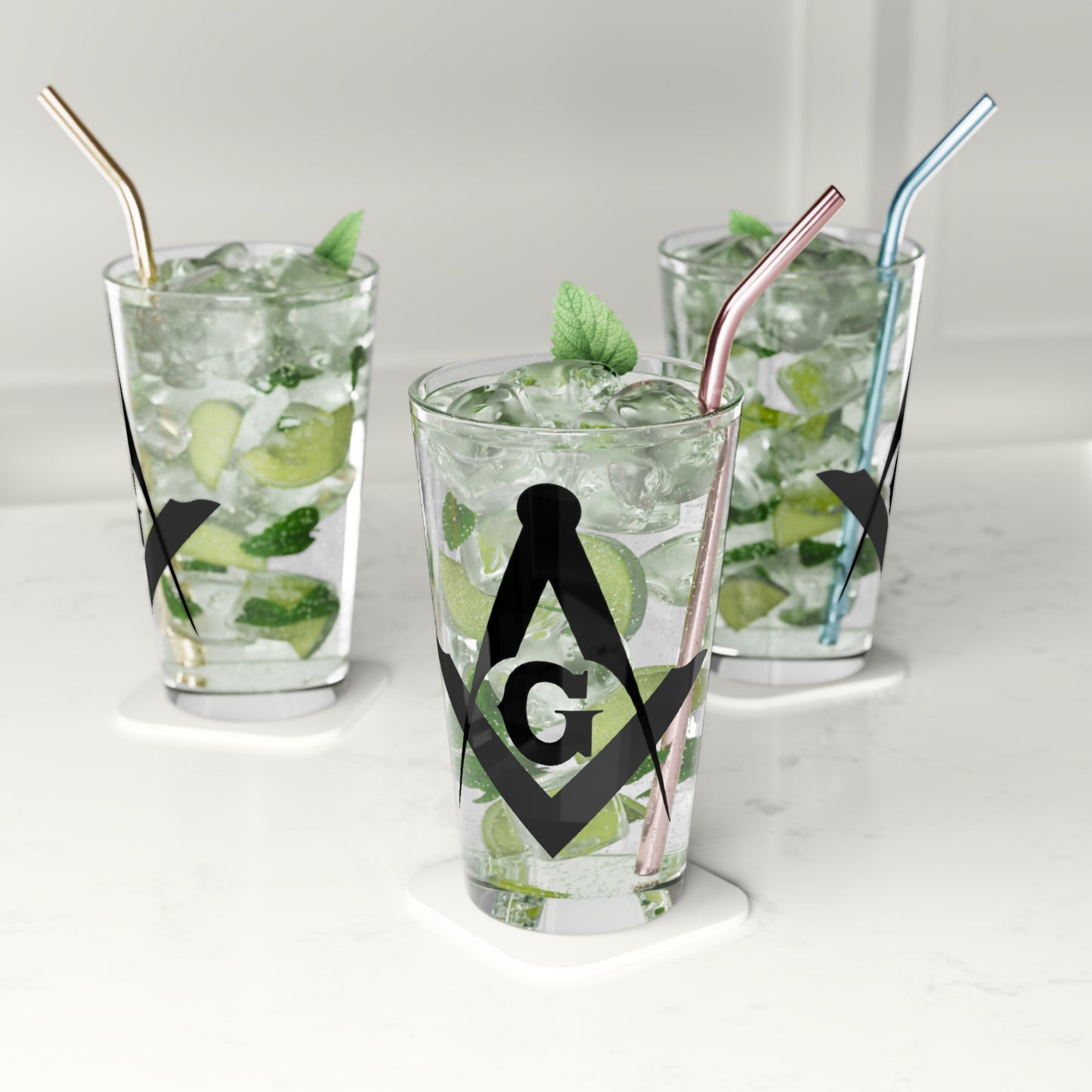 Square and Compasses Pint Glass, 16oz