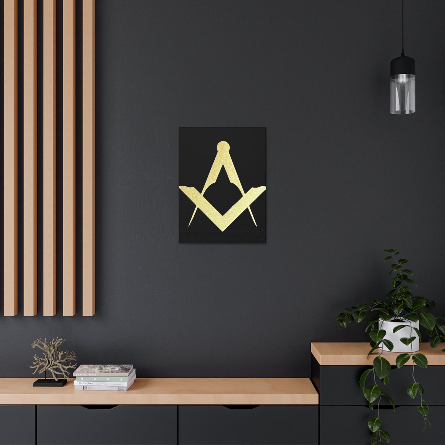 Euro Square and Compasses Black Canvas