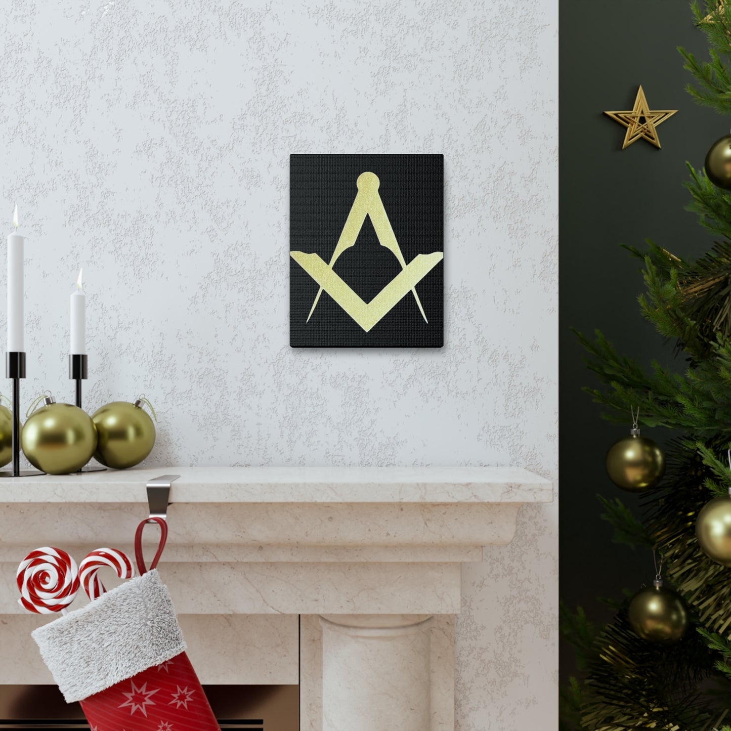 Euro Square and Compasses Black Canvas
