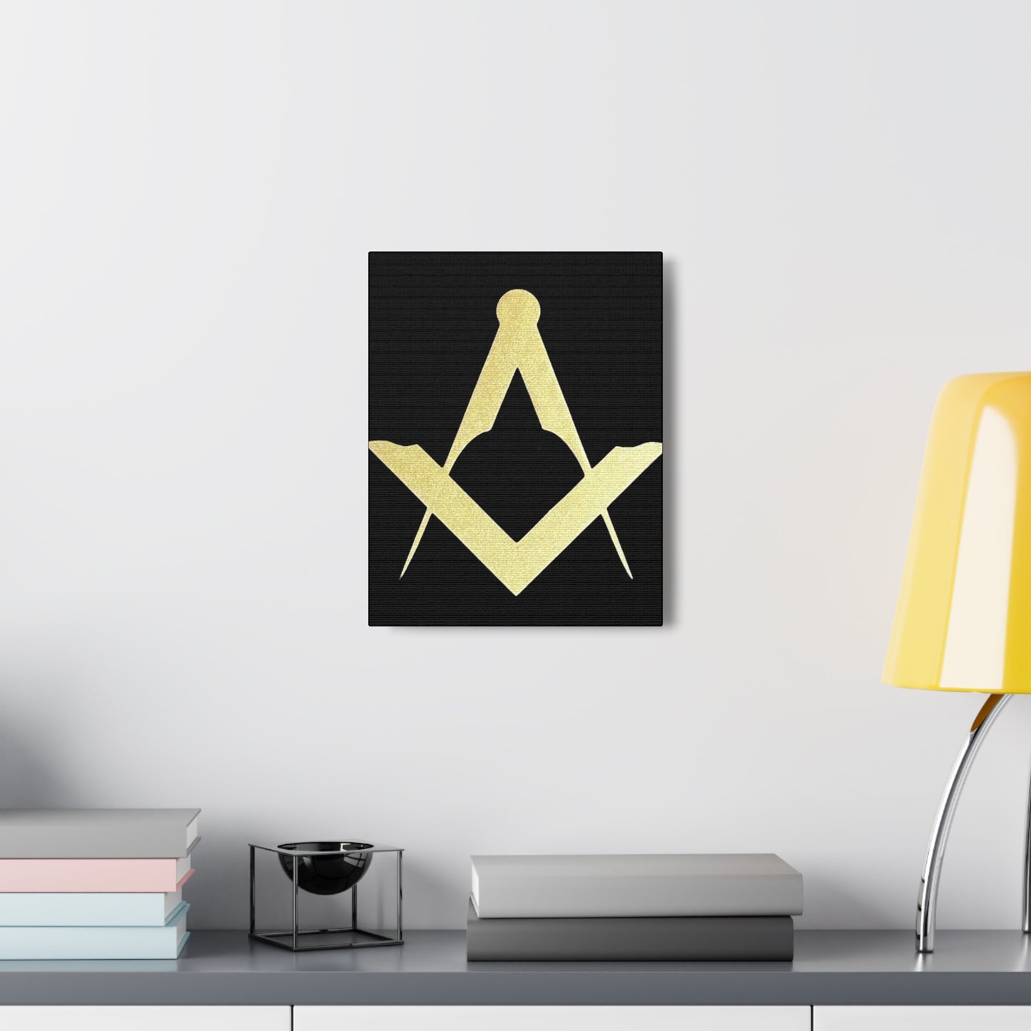Euro Square and Compasses Black Canvas