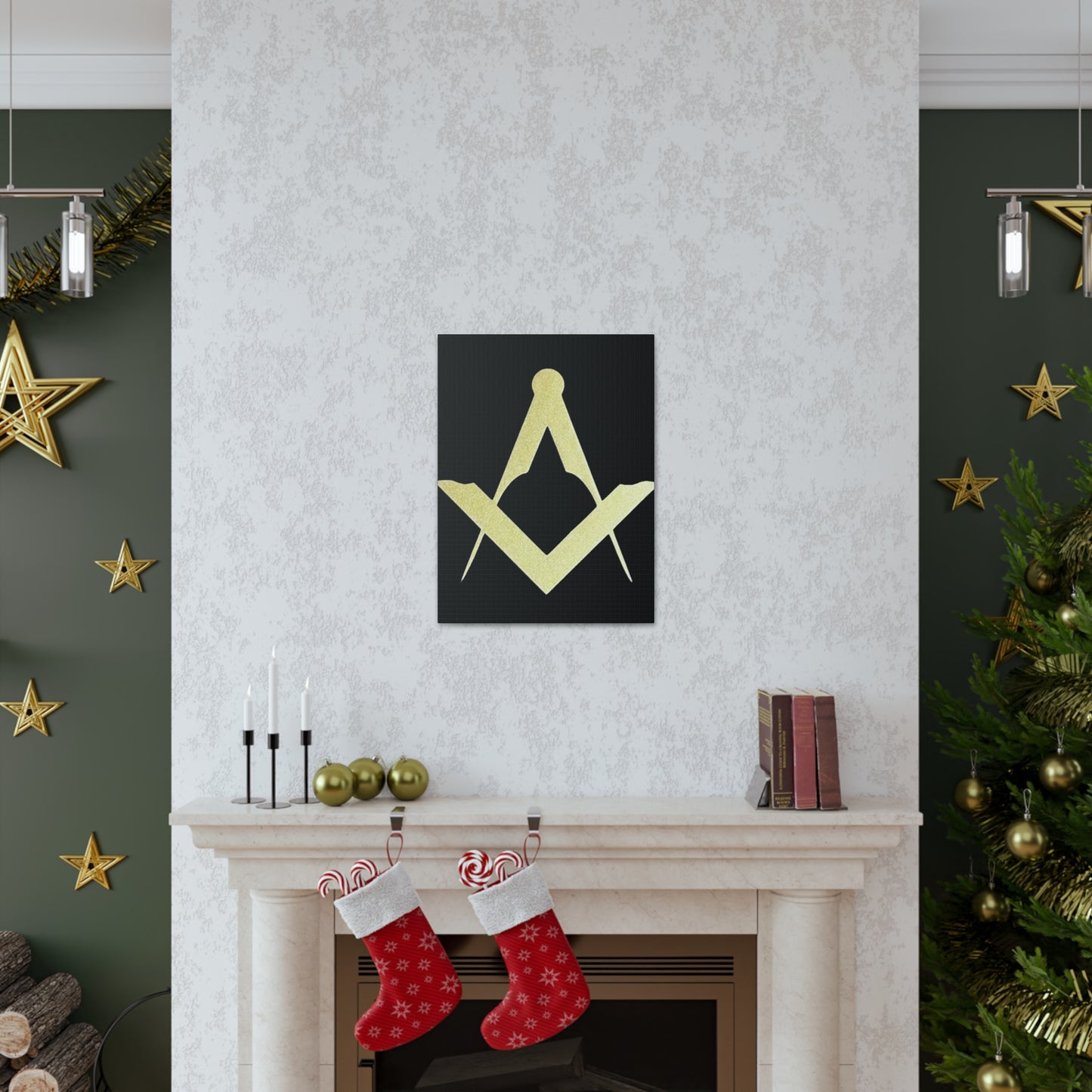 Euro Square and Compasses Black Canvas
