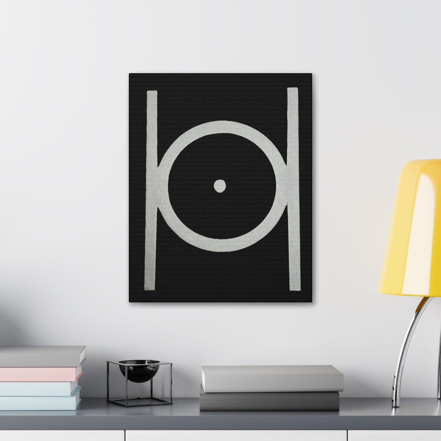 Point in Circle Black Canvas