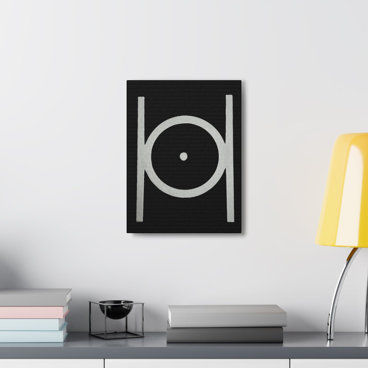 Point in Circle Black Canvas