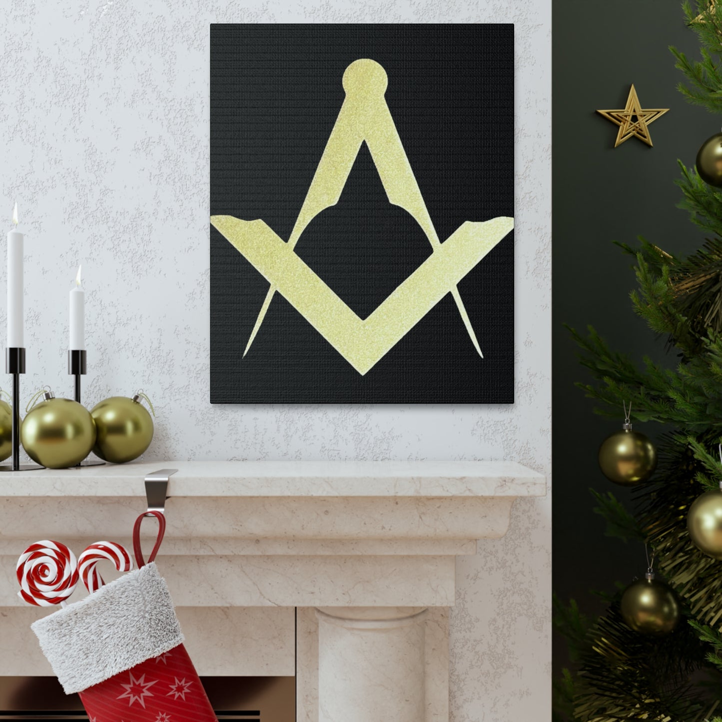Euro Square and Compasses Black Canvas