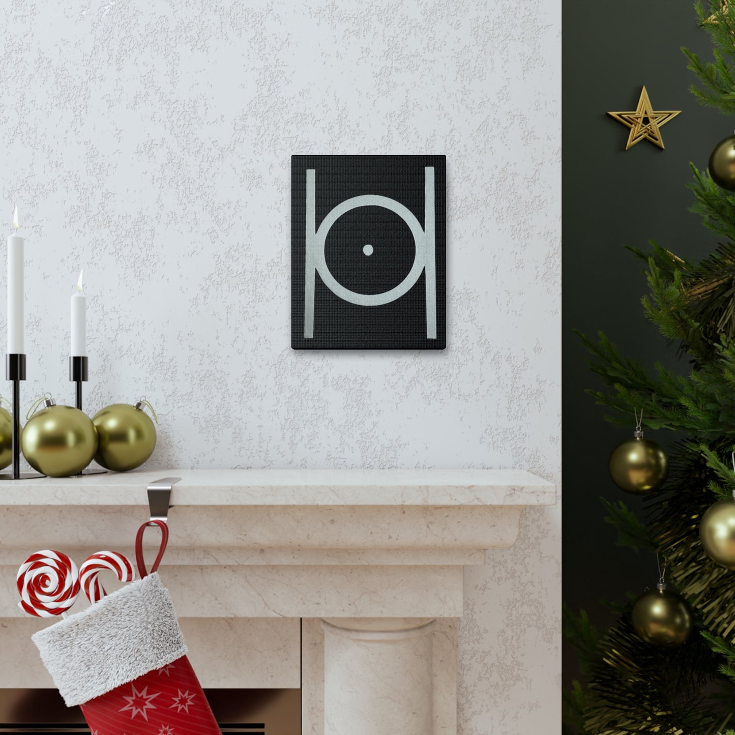 Point in Circle Black Canvas