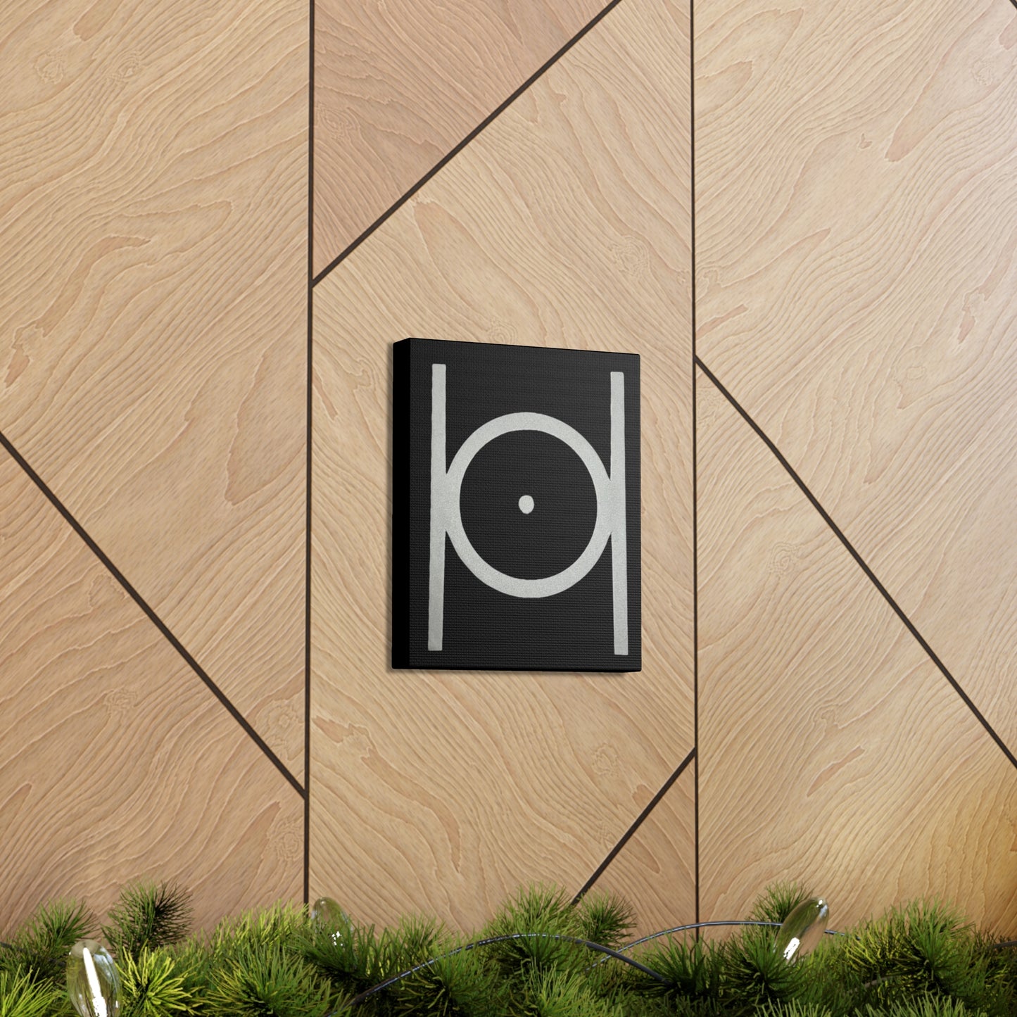 Point in Circle Black Canvas