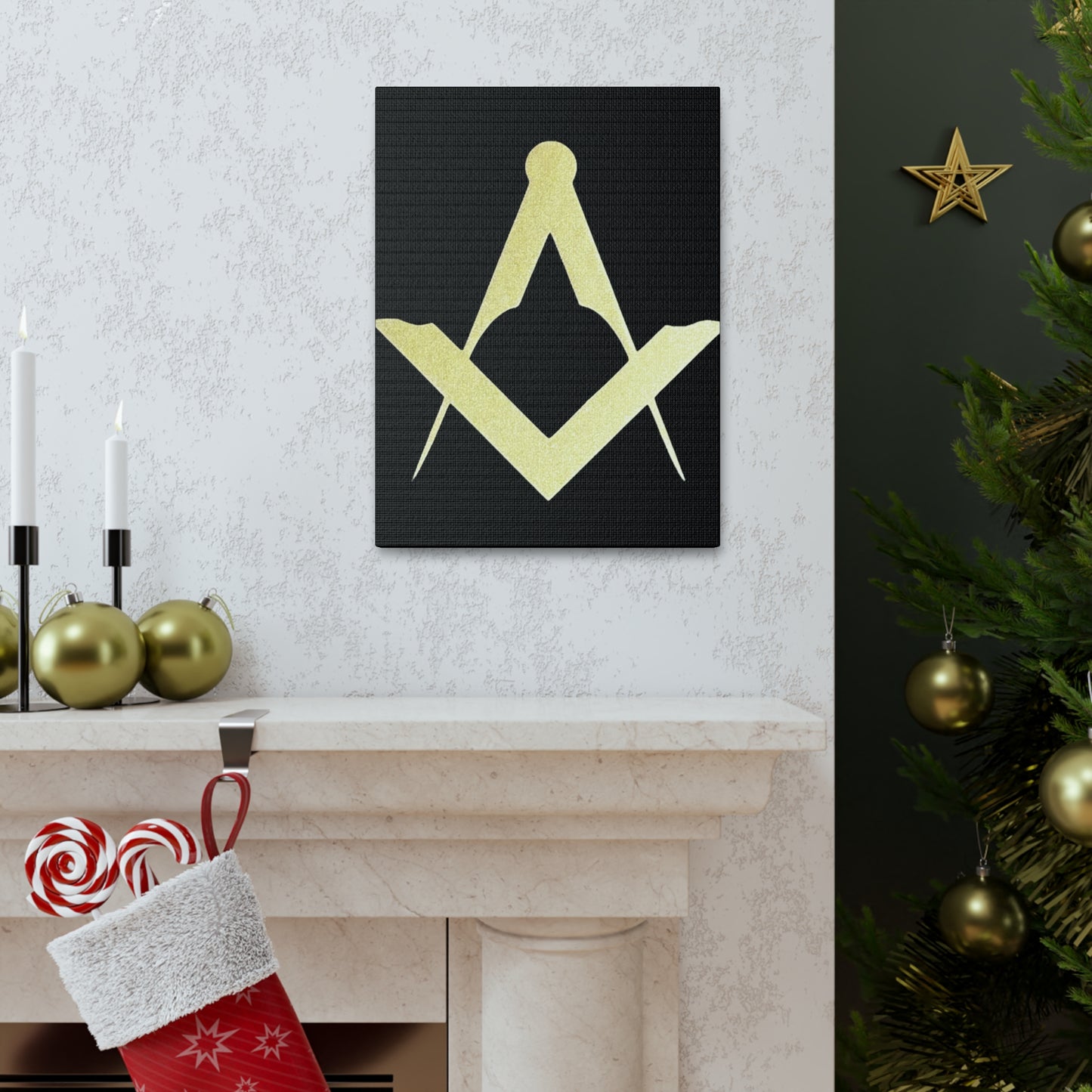 Euro Square and Compasses Black Canvas