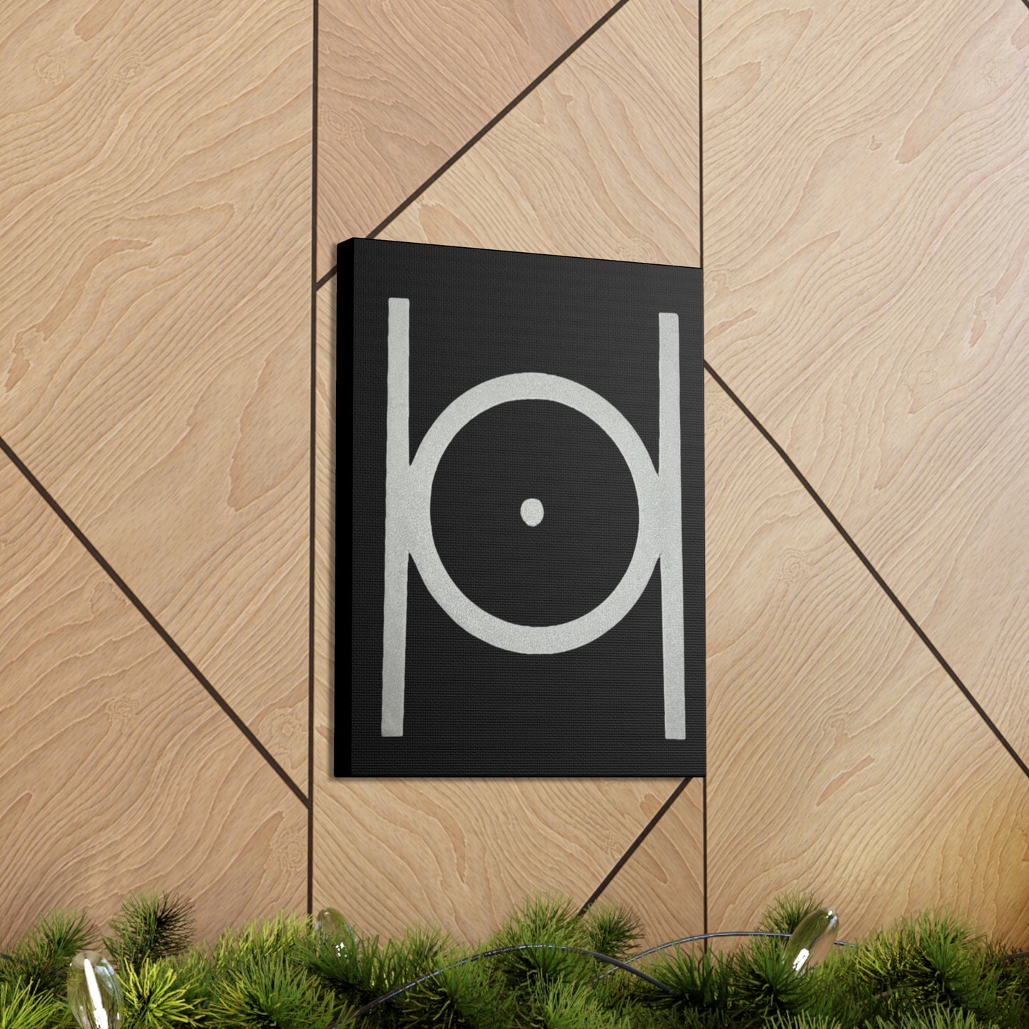 Point in Circle Black Canvas