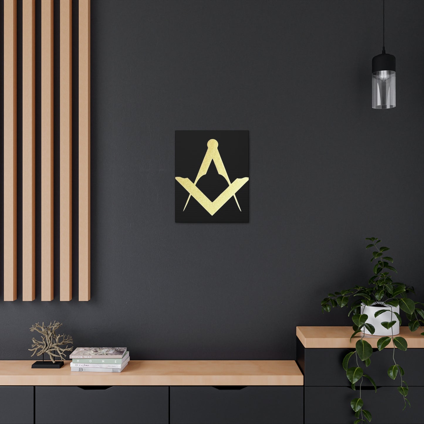 Euro Square and Compasses Black Canvas