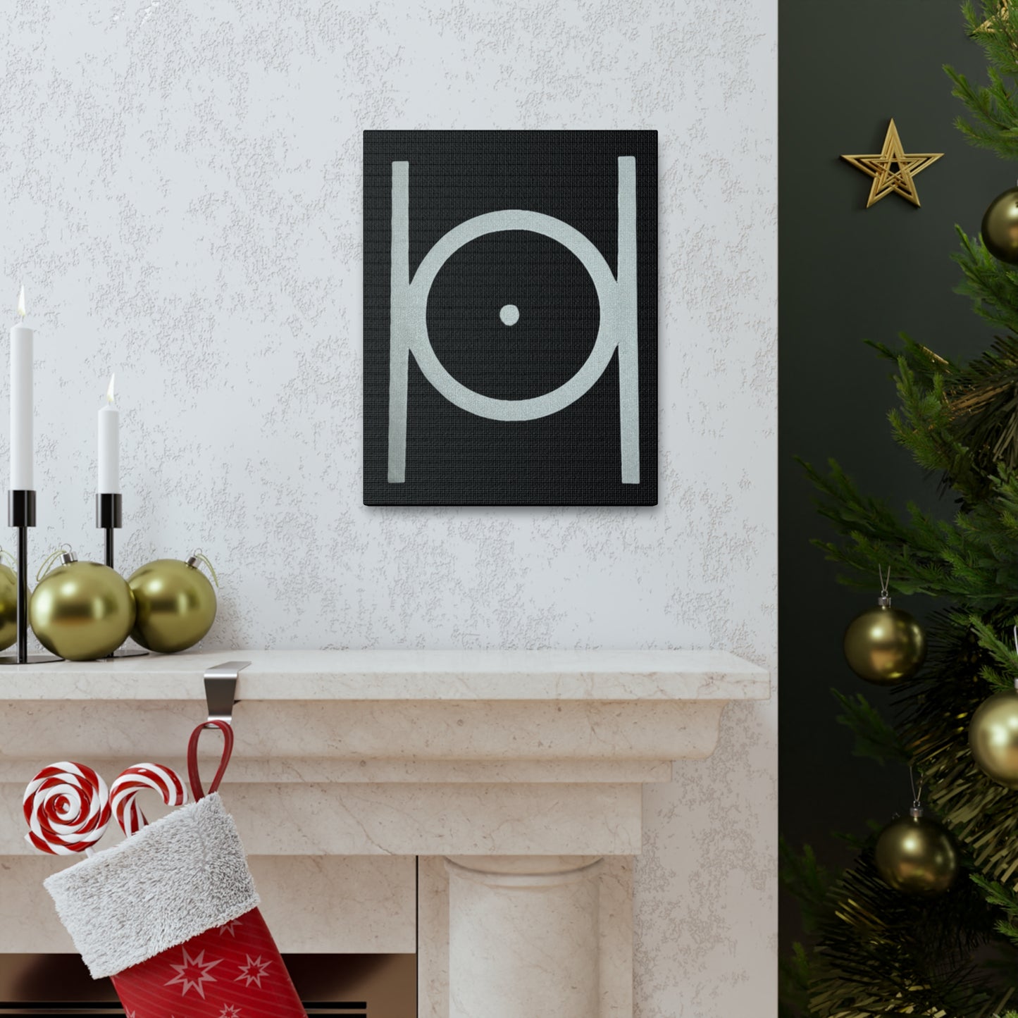 Point in Circle Black Canvas
