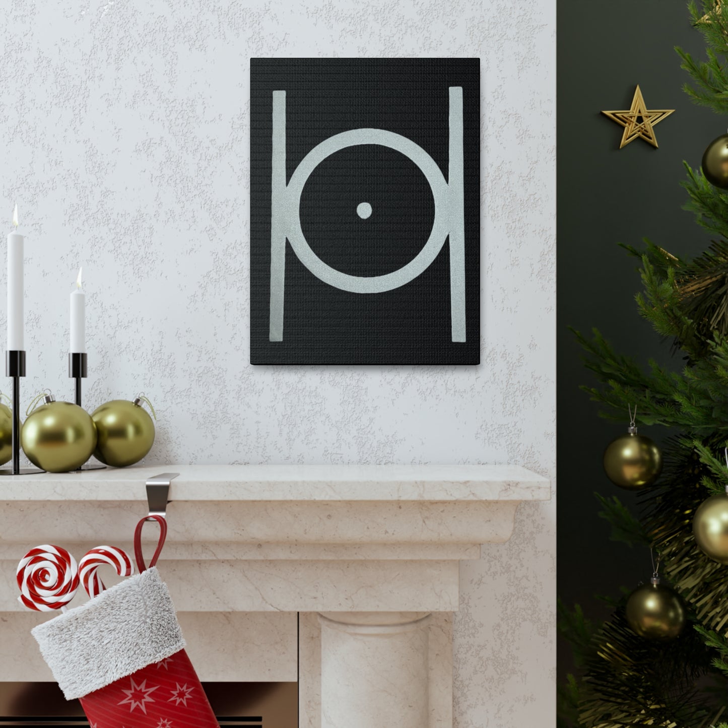 Point in Circle Black Canvas