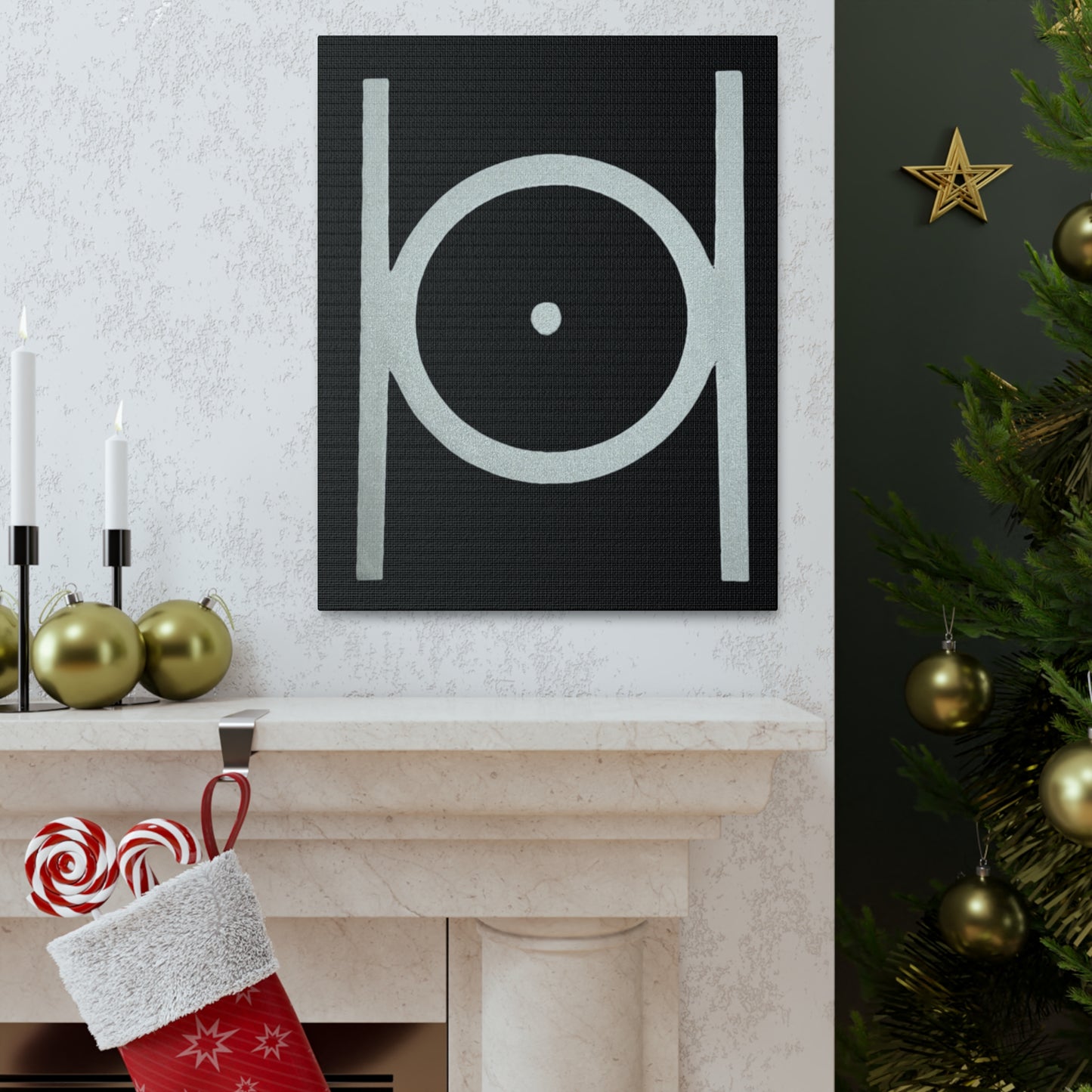 Point in Circle Black Canvas