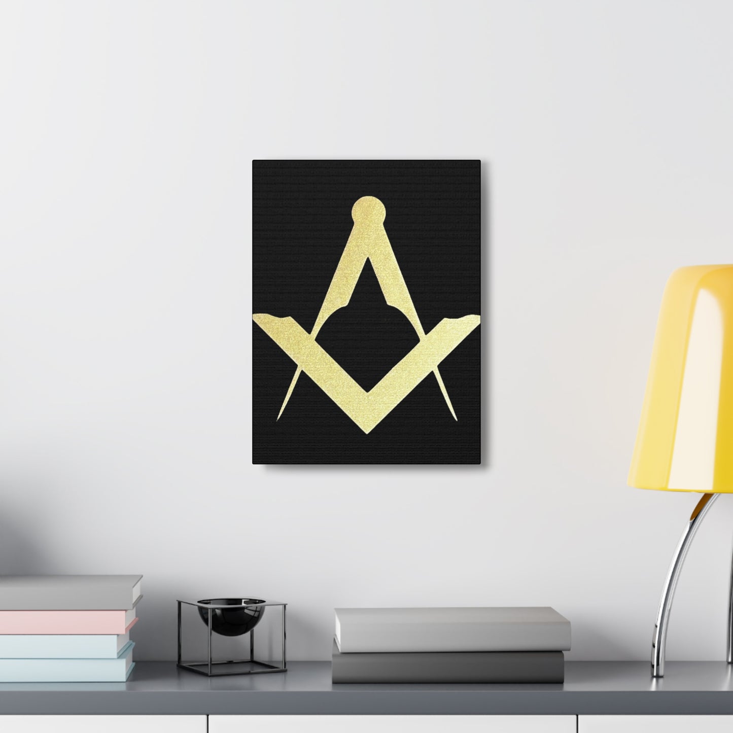 Euro Square and Compasses Black Canvas