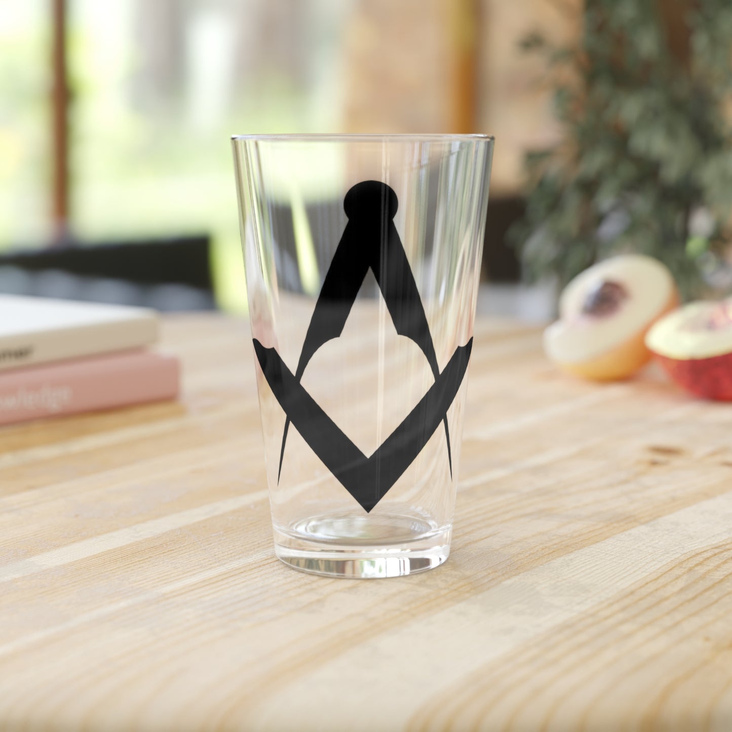 Euro Square and Compasses Pint Glass, 16oz