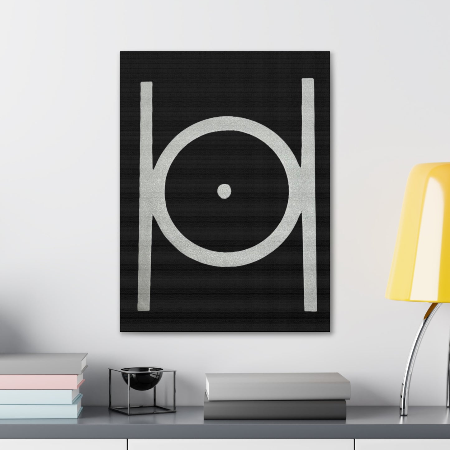 Point in Circle Black Canvas