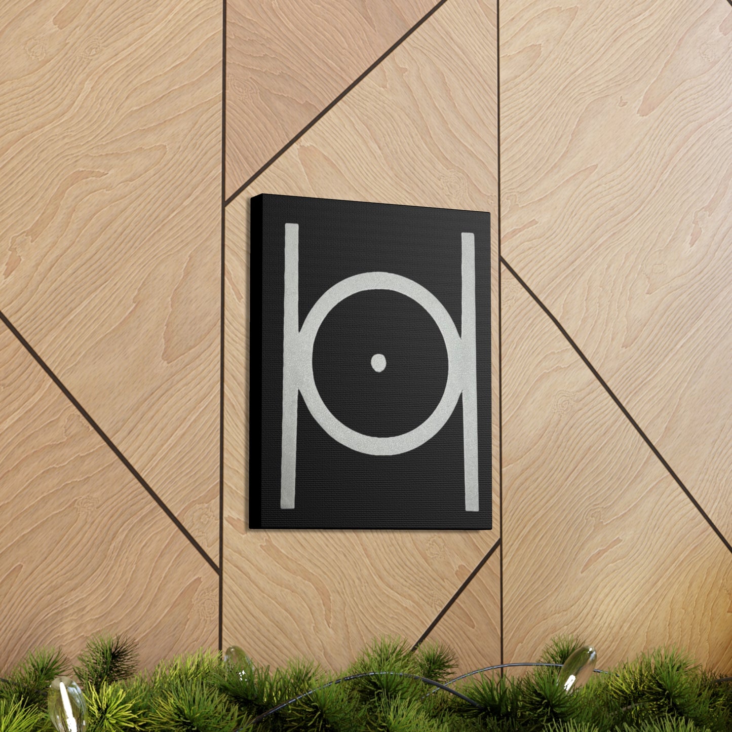 Point in Circle Black Canvas