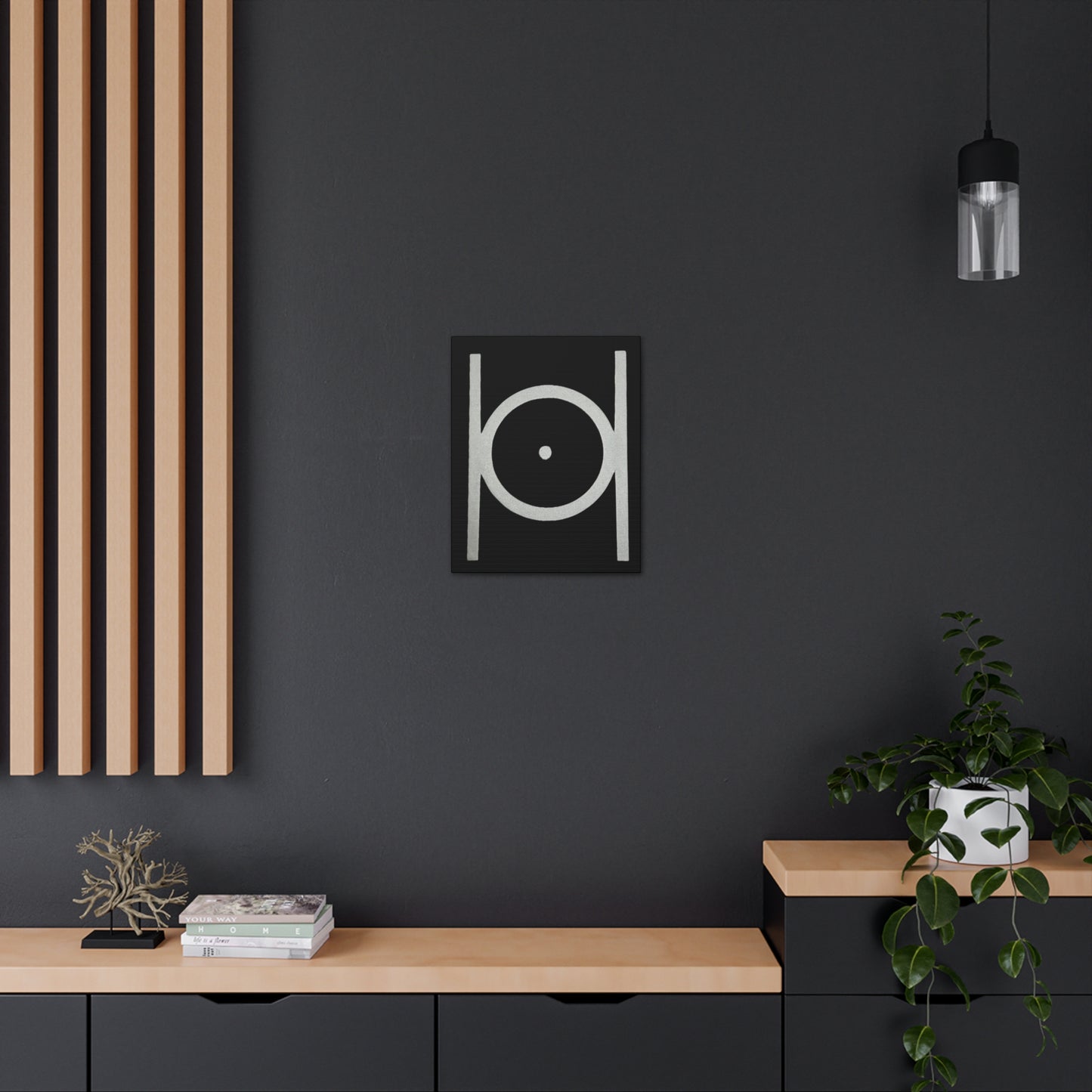 Point in Circle Black Canvas