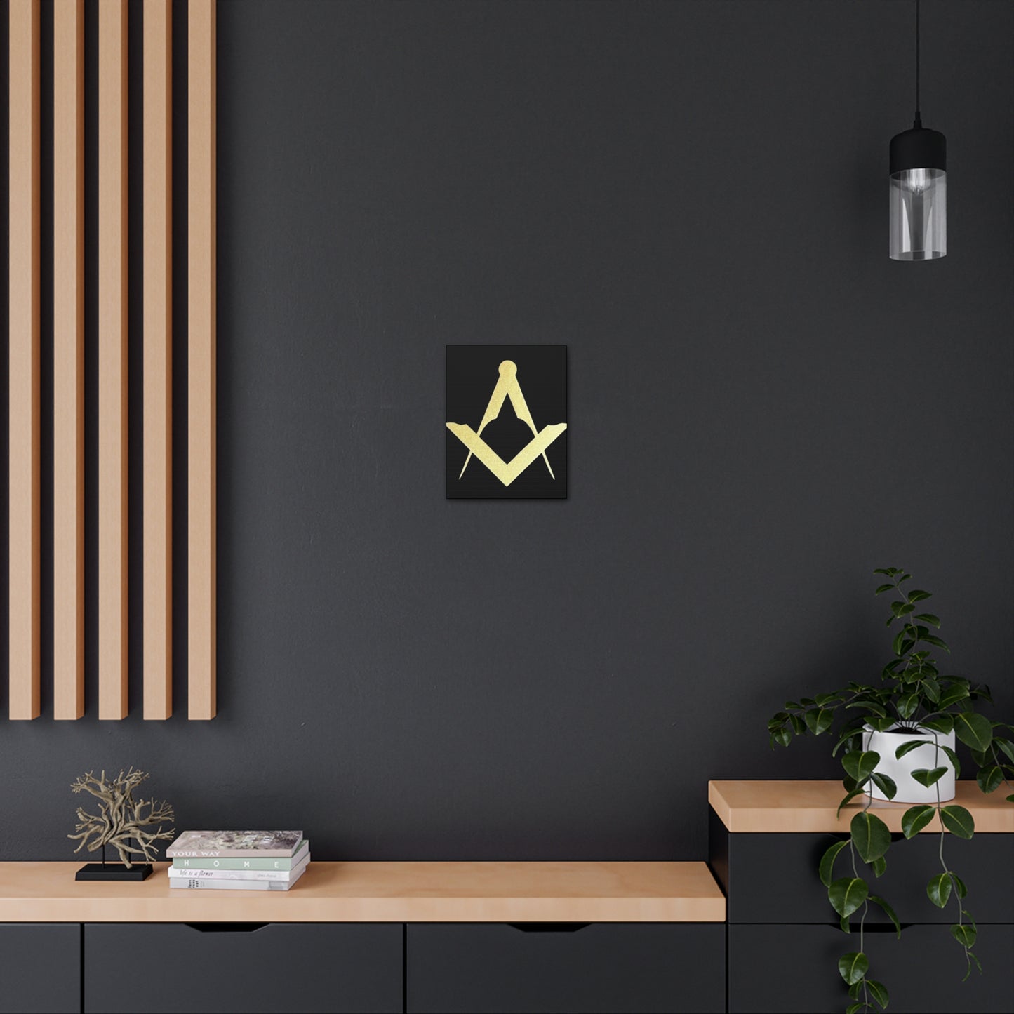 Euro Square and Compasses Black Canvas