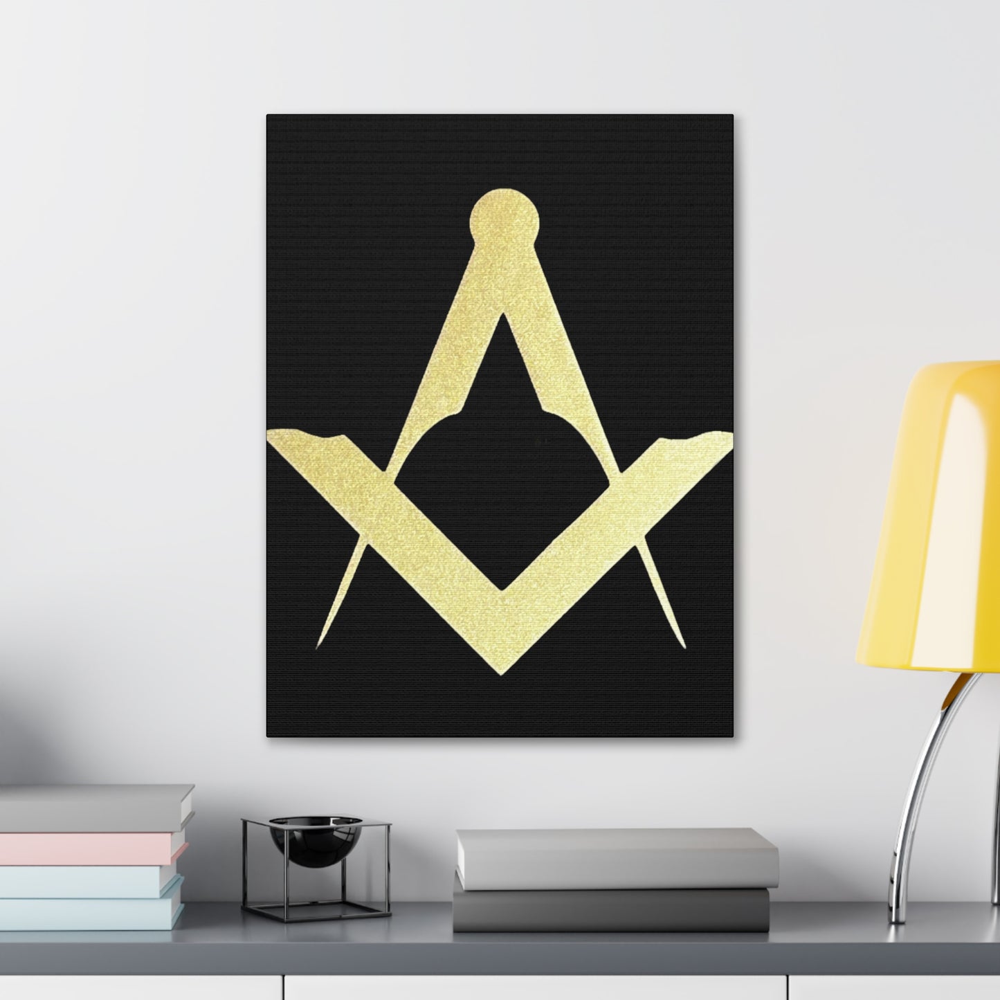 Euro Square and Compasses Black Canvas