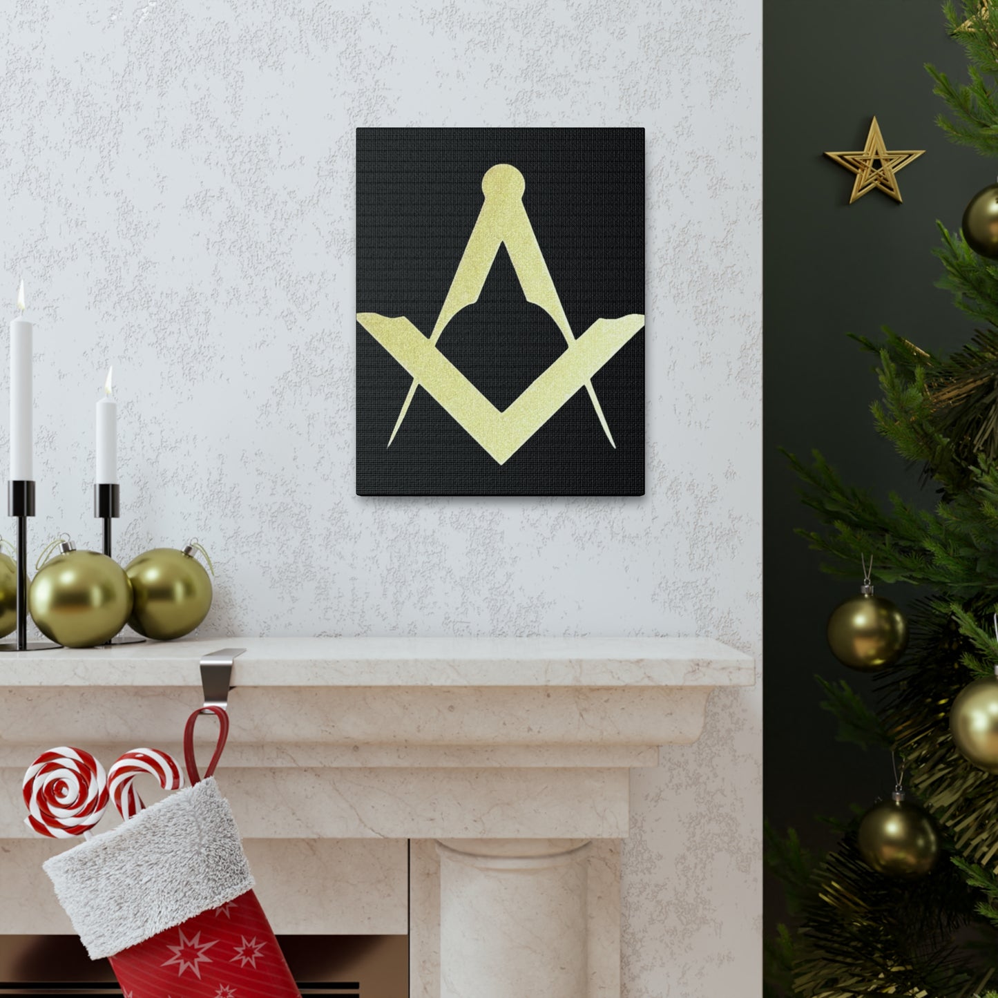 Euro Square and Compasses Black Canvas