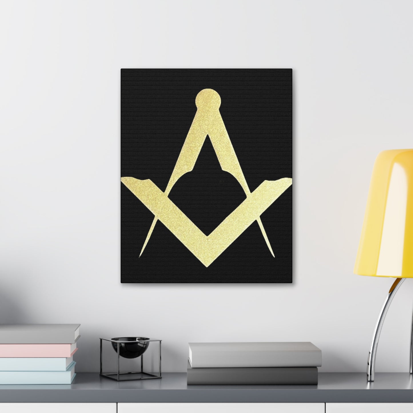 Euro Square and Compasses Black Canvas
