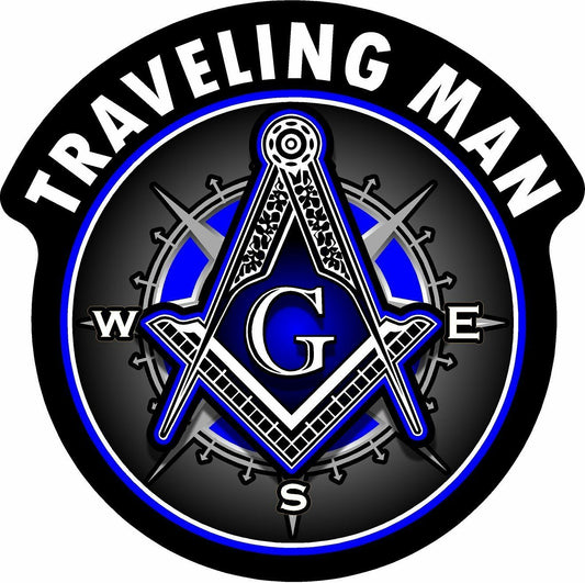 Traveling Man Square and Compasses Vehicle Sticker
