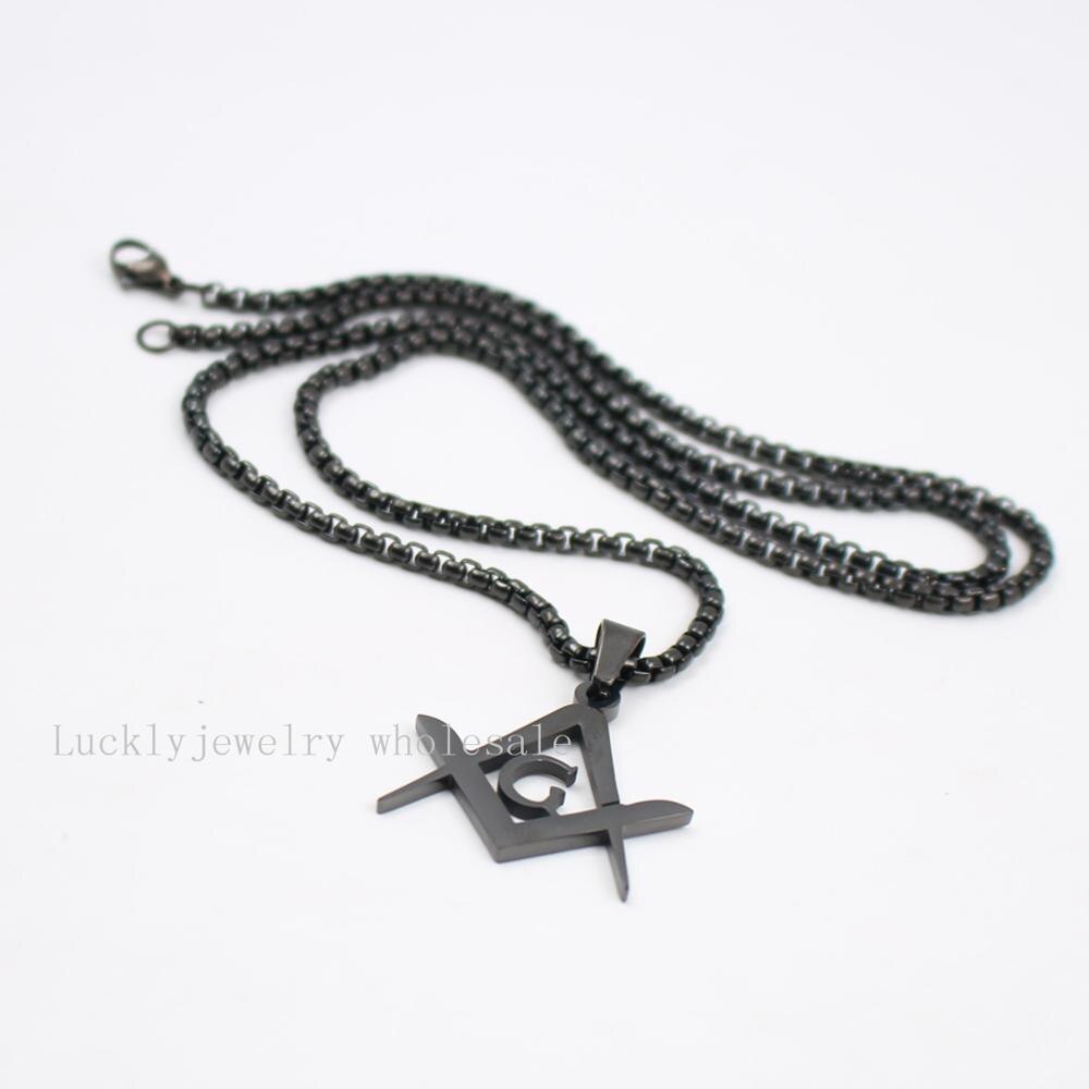 Stainless Steel Square and Compasses 18-32'' necklace