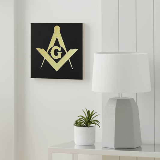 Square and Compasses Wood Canvas